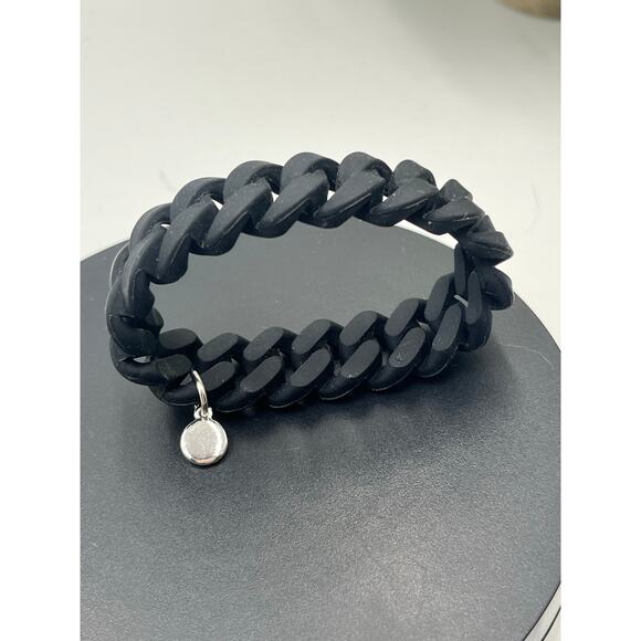 Marc by Marc Jacobs Black Rubber Katie Bracelet Turn-lock Charm Silver Harware - Picture 6 of 7